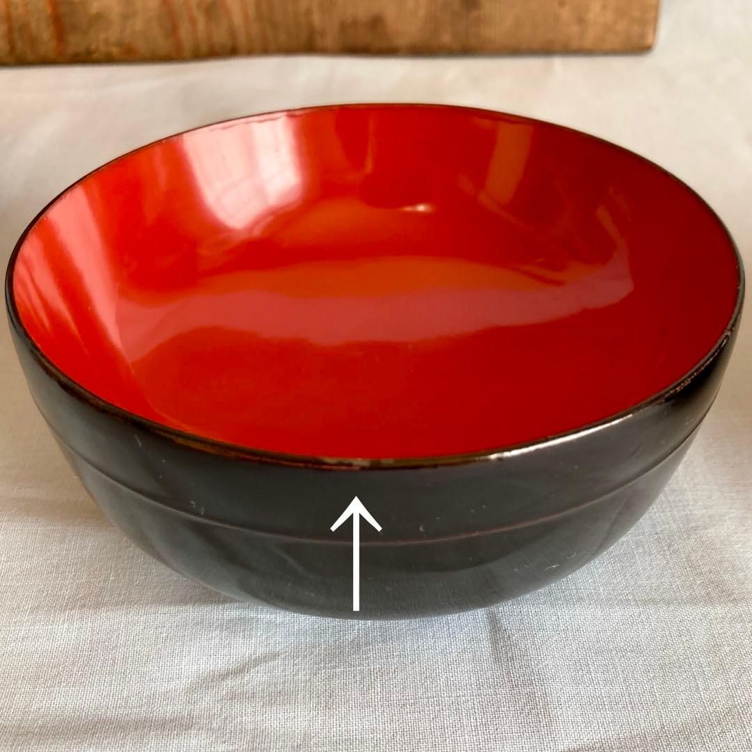 蔵出し 明治14年 輪島塗 輪島内朱椀 蓋付 平椀3客 時代物 膾椀 酢の物