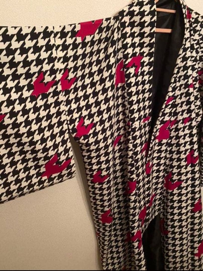 ふりふ 洗える着物 千鳥 美品 モノトーン いちごコーデ 袷 着物