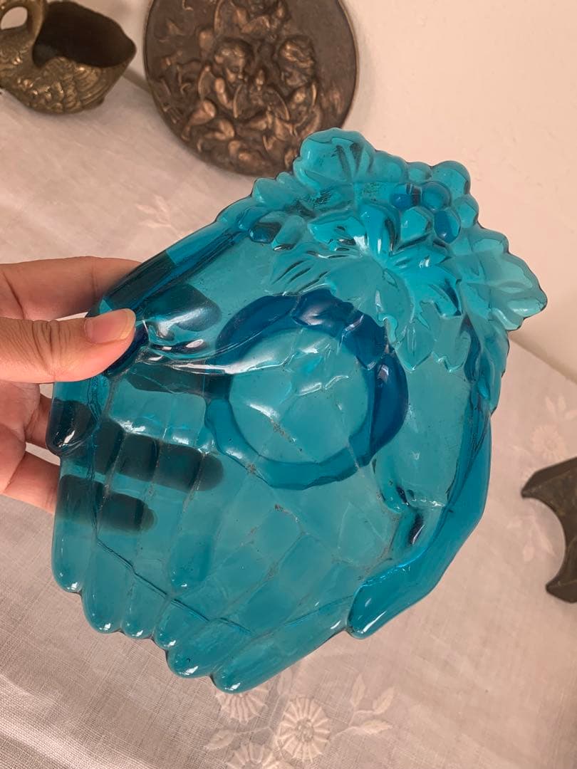 フランスアンティーク ハンドモチーフ トレイ ガラス製 ブロカントの