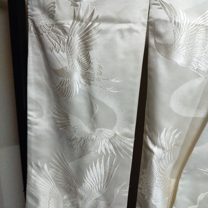 白無垢緞子生地柄鶴G