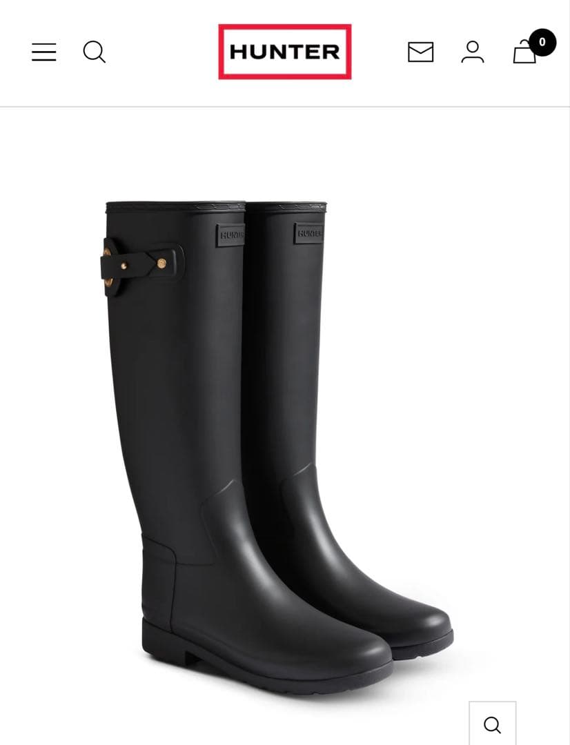 HUNTER リファインドアイレットバック ブラック長靴 HUNTER リファインドアイレットバック ブラック長靴