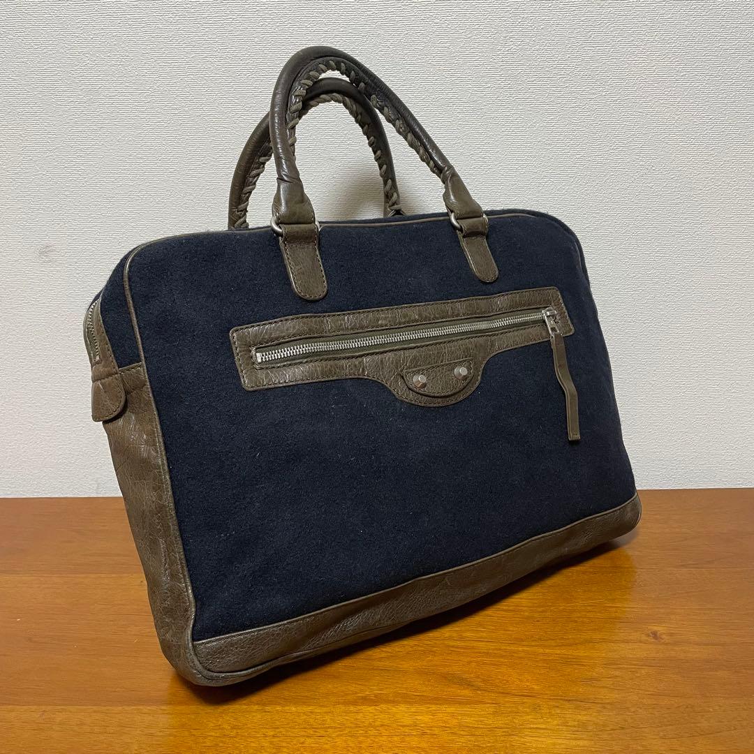 《美品》BALENCIAGA（バレンシアガ）レザー ハンドバッグ ネイビー