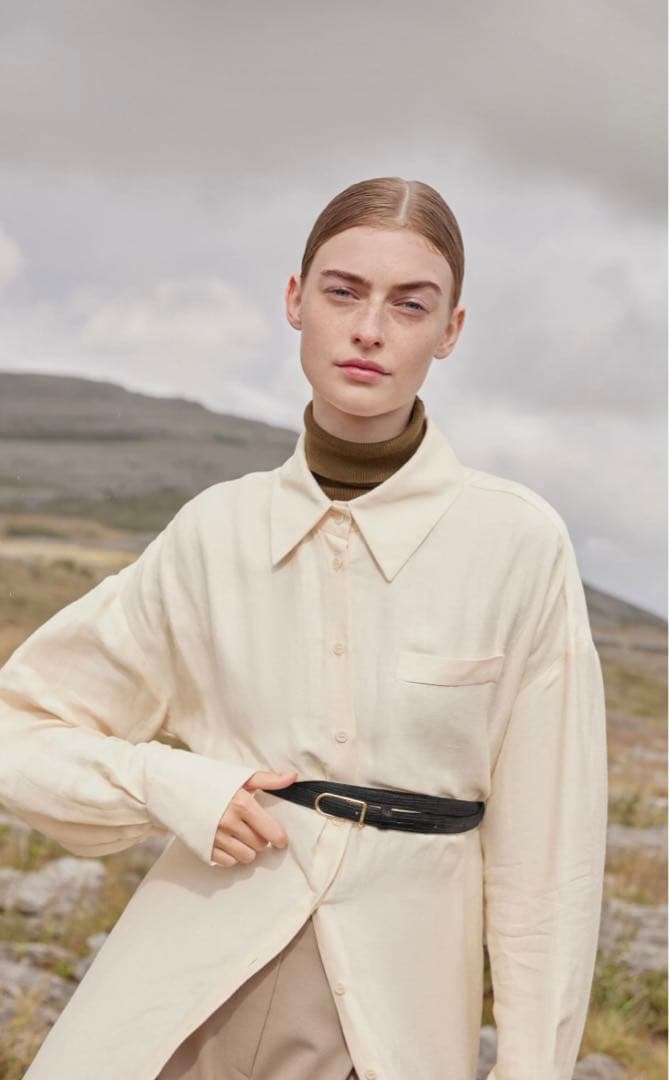 極美品☆POLENE ポレーヌ スキニー Umi ベルト ブラックテクスチャード