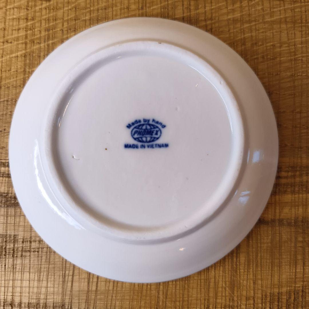 バッチャン焼 青と白の花模様 ティーカップ・ソーサー 2個セット