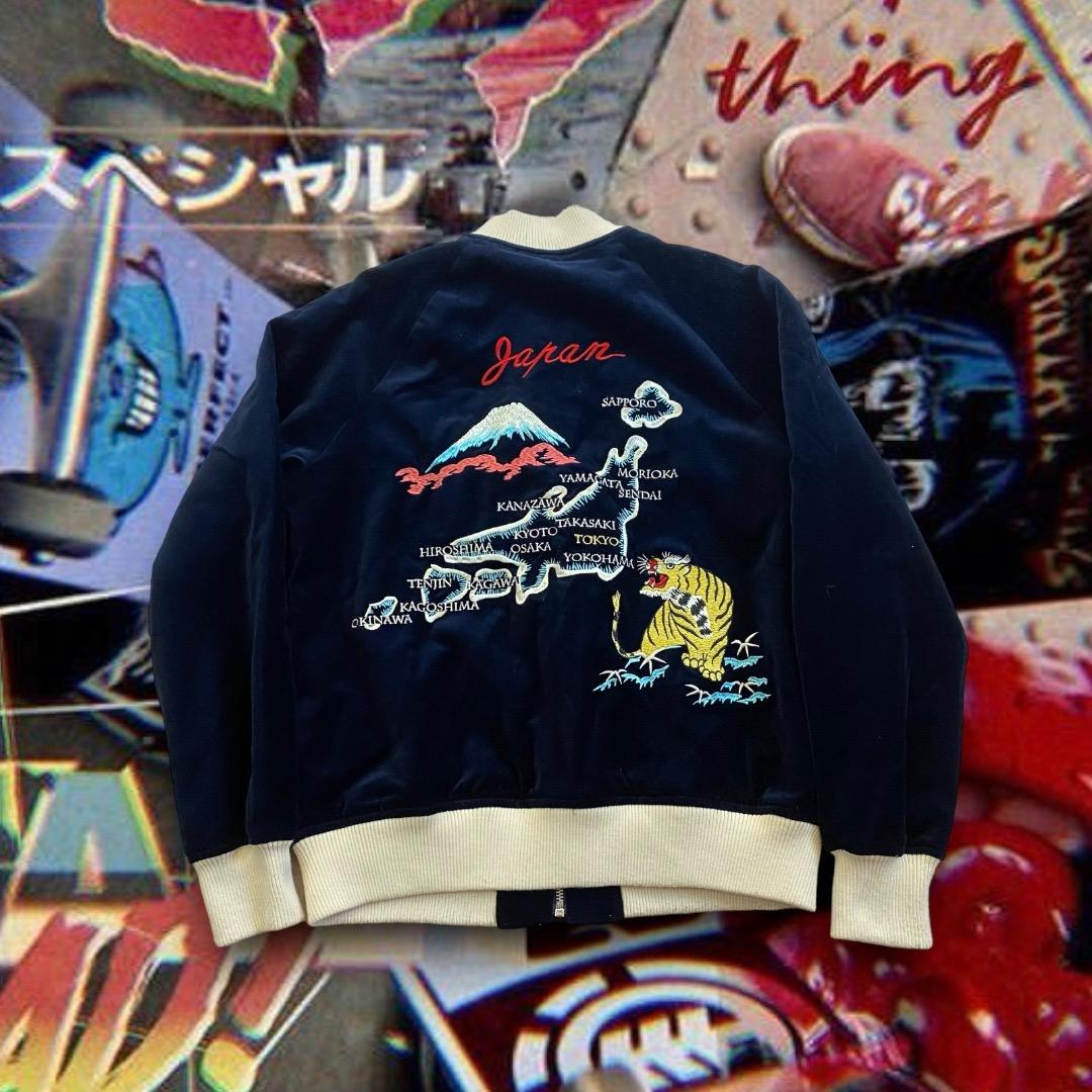 ehka sopo 虎 アニマル刺繍 日本 富士山 ベロアスカジャン スタジャン