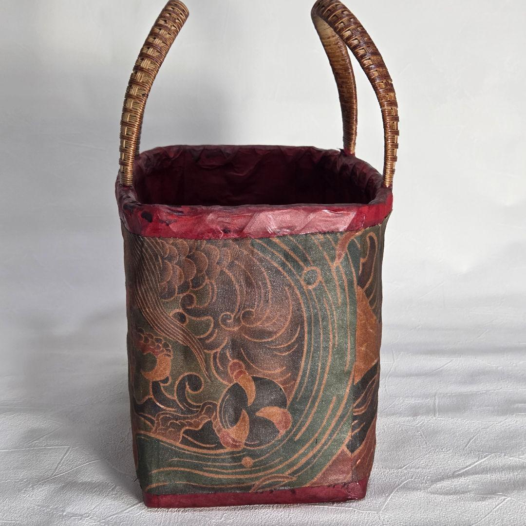 一閑張 籠バッグ 龍デザイン 柿渋 ハンドメイド - メルカリ