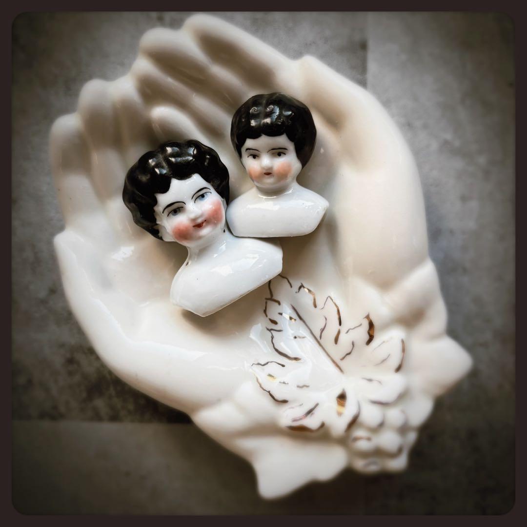 アンティーク チャイナヘッドドール　 ヘッドパーツ２個セット ビスクドール アンティーク チャイナヘッドドール ヘッドパーツ2個セット ビスクドール