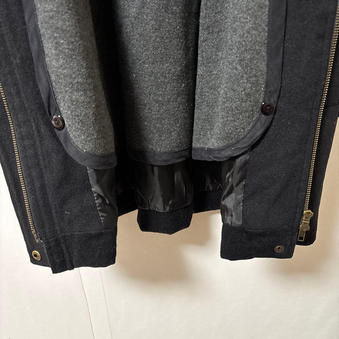 BEARDSLEY ビアズリー【F】膝丈コート ブラック フード ライナー 毛混