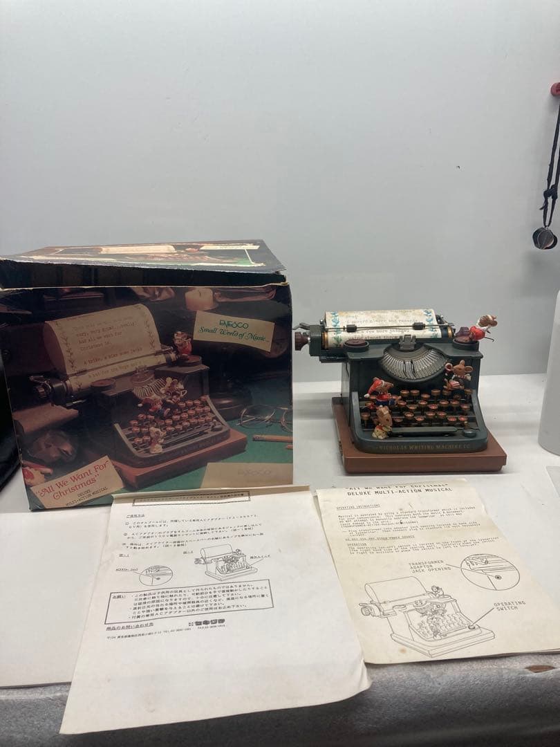 ENESCO クリスマス オルゴール タイプライター 1989年製 箱・説明書付
