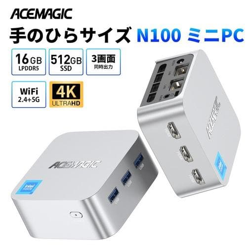【新品】 ACEMAGIC ミニPC N100 メモリ16GB SSD512GB ACEMAGIC ミニPC メモリ16GB SSD512GB Windows11 Pro N100 ミニPC