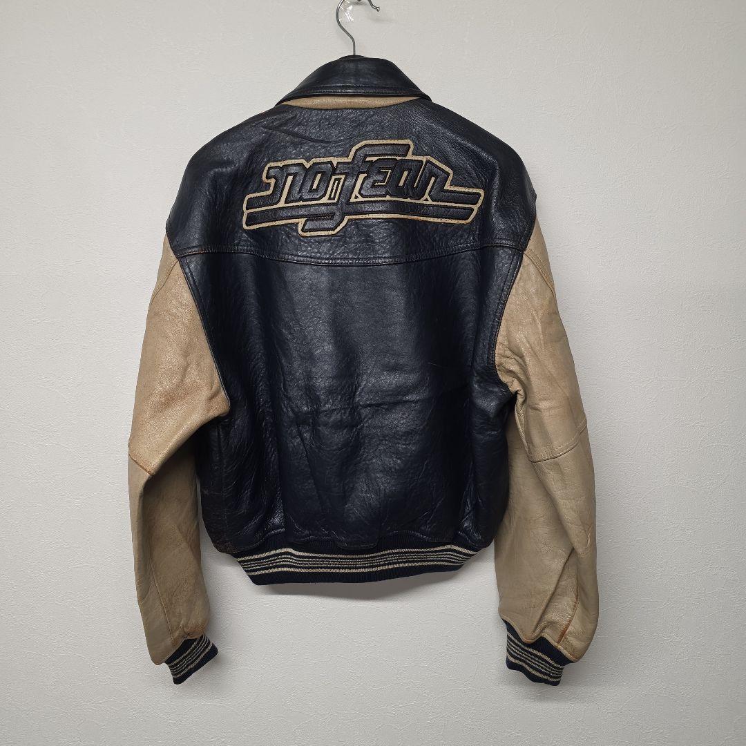超貴重！NO FEAR ノーフィア オールレザー ビッグロゴ スタジャン M
