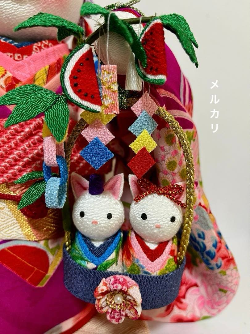 ねこの創作人形】ちりめん細工 縮緬細工 招き猫 まねき猫 和風猫 七夕