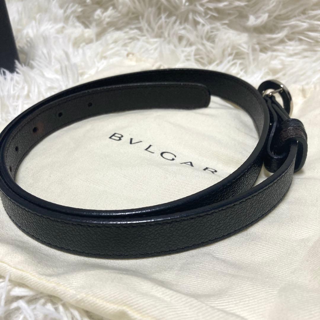 美品✨BVLGARI サークル ロゴバックル ベルト 黒 レザー 93cm