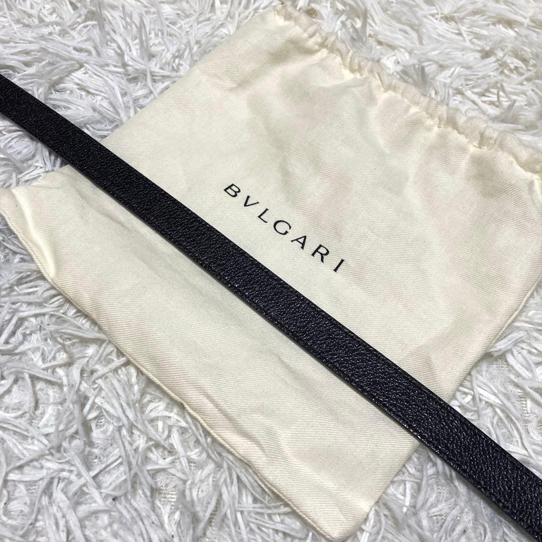 美品✨BVLGARI サークル ロゴバックル ベルト 黒 レザー 93cm