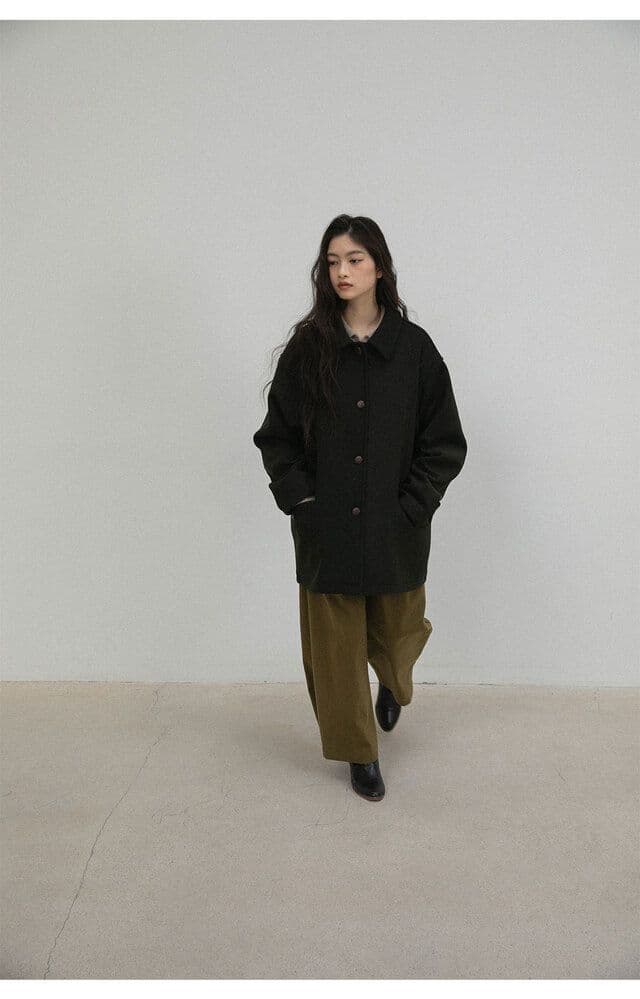 新品タグ付き】ohotoro＊Wood Half Coat - メルカリ