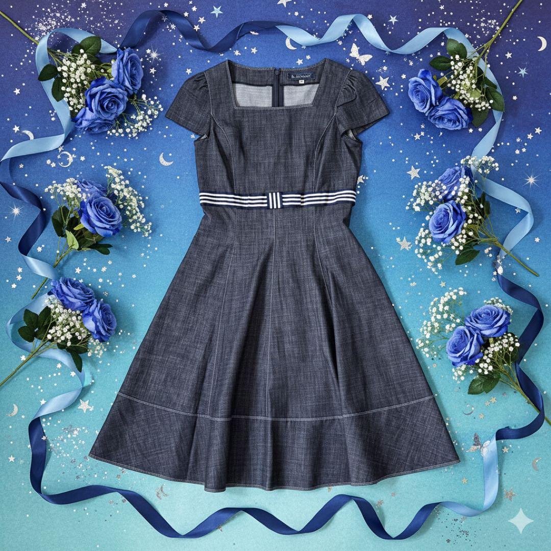 エムズグレイシー デニムワンピース ボーダーリボン - メルカリ