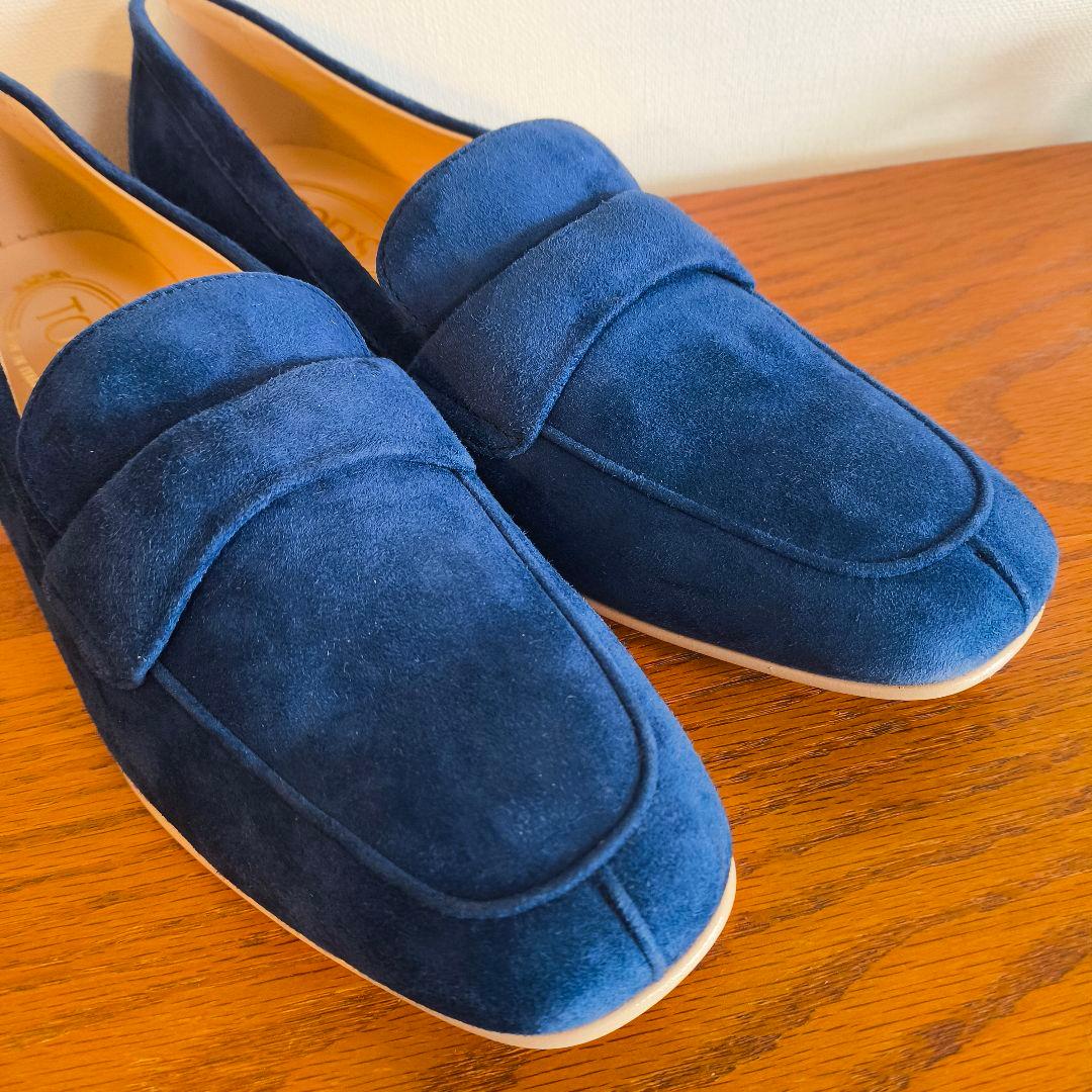 meGU様専用 トッズ レディース ローファー スウェード ブルー 38 1/2