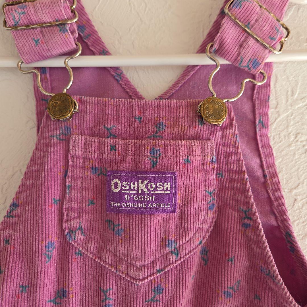 OshKosh☆ 花柄コーデュロイオーバーオール 18М 80年代 USA製 紫