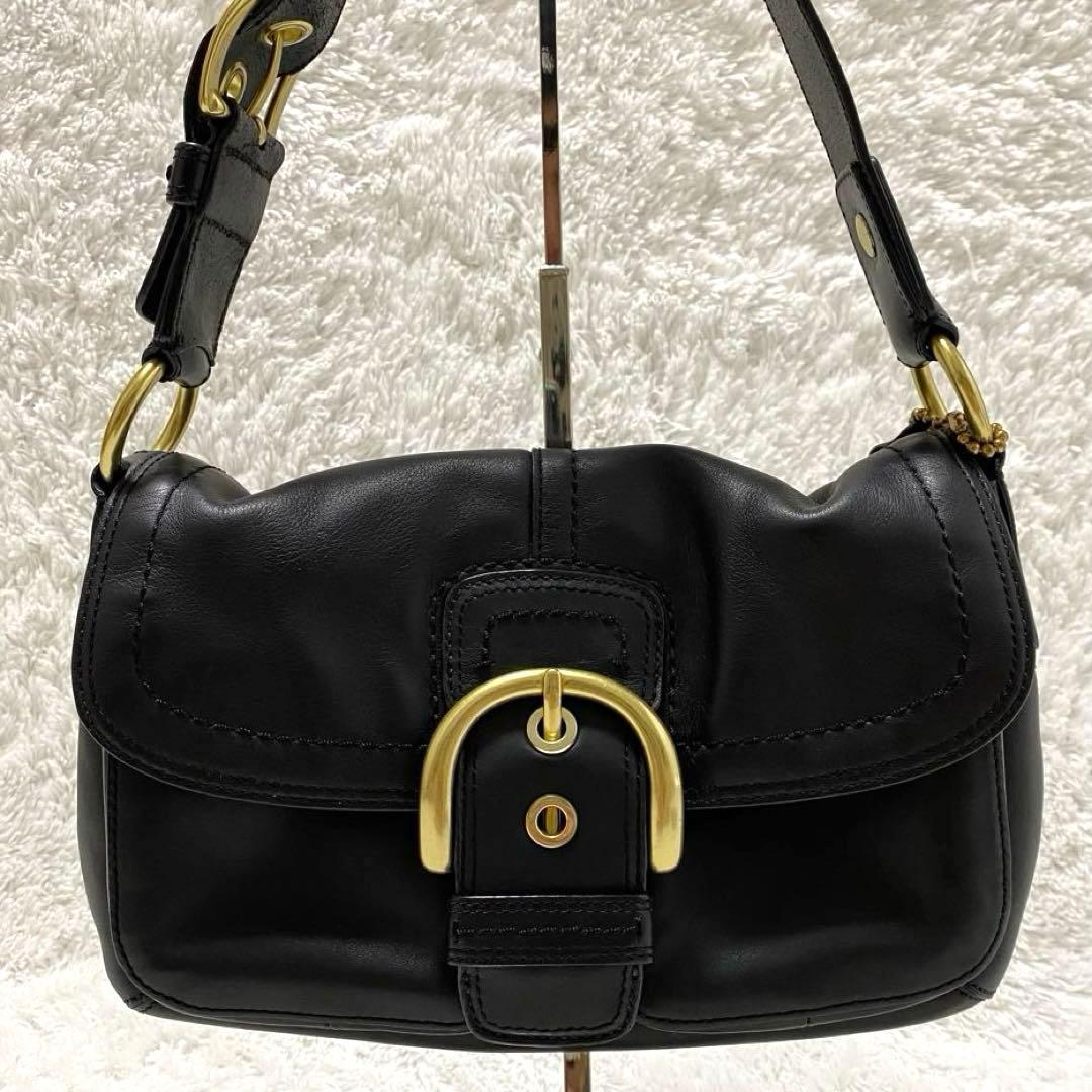 美品】コーチ ソーホー ショルダーバッグ 黒 レザー ゴールド金具