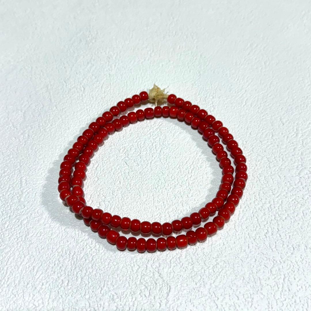濃赤 ホワイトハーツビーズ 赤ビーズ一連 6.5mm ゴローズ - メルカリ