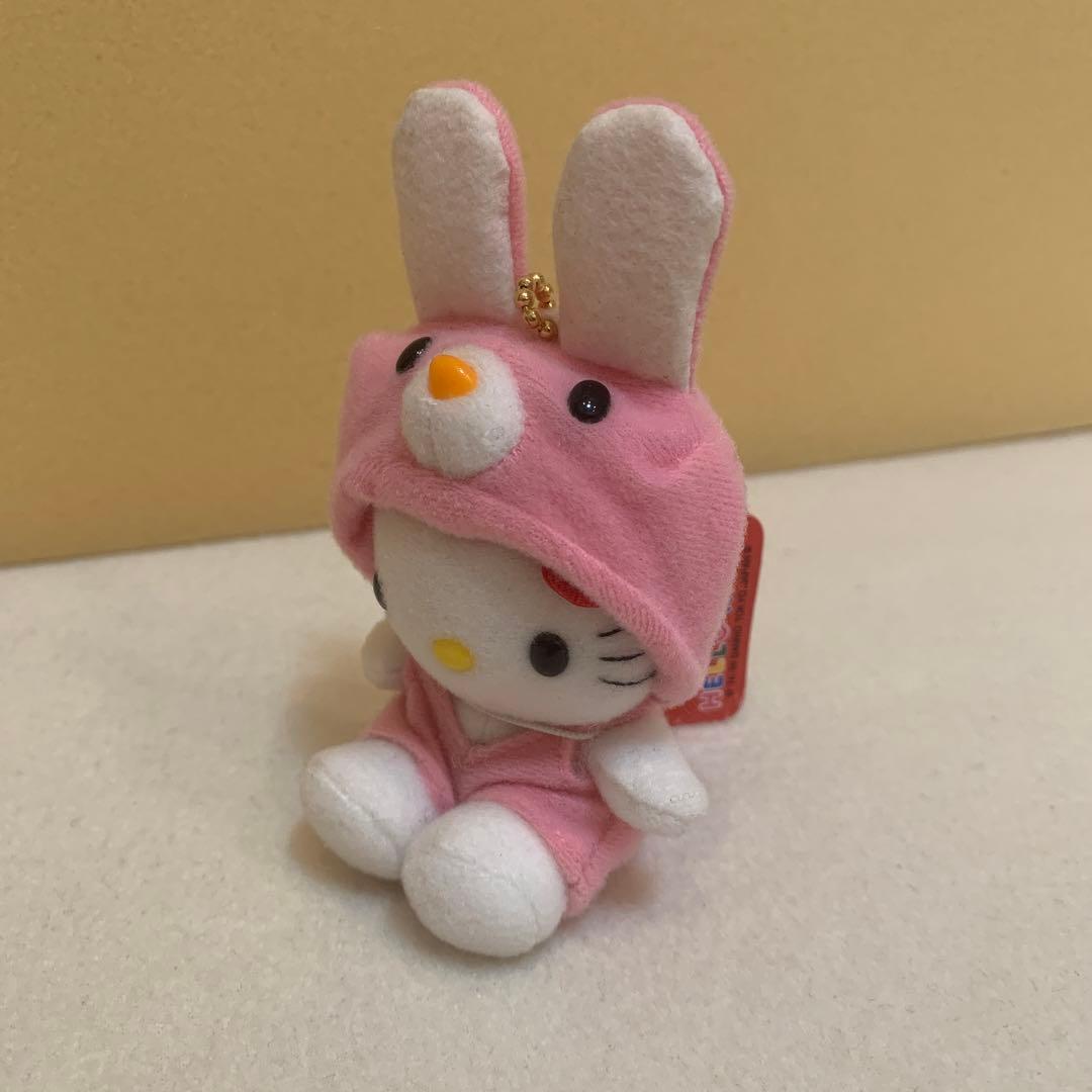 レトロ ハローキティ 変身ぬいぐるみ ウサギ マスコット ホルダー 1998