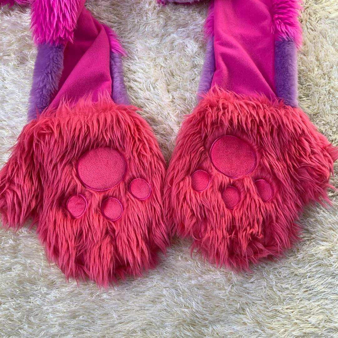 ディズニー チシャ猫 フード付きマフラー ピンク 手袋 - メルカリ