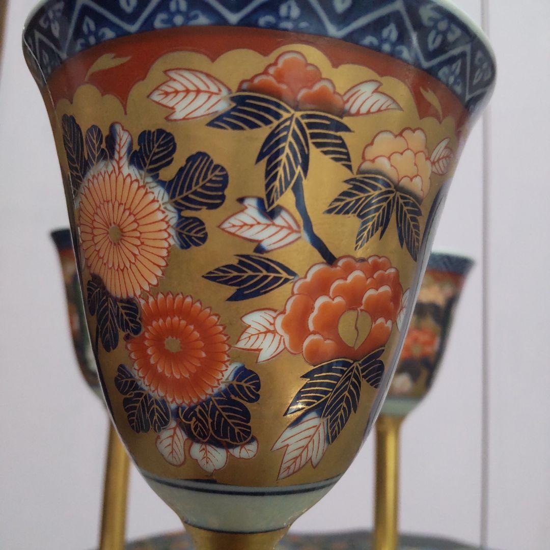 有田焼 金彩 古伊万里 其泉 ワインカップ 日肥其泉 昭和年製 極錦 3個