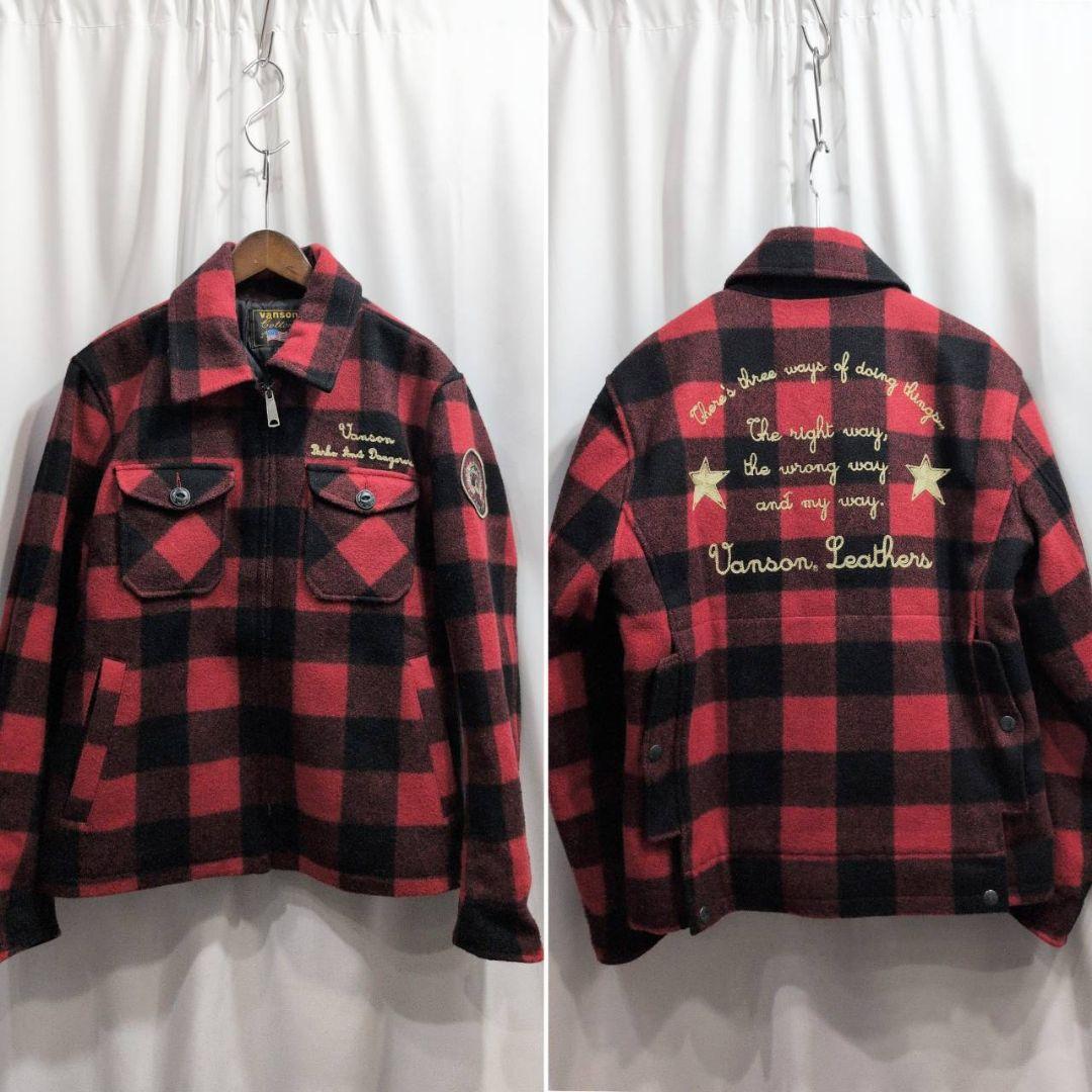 バンソン バッファロー チェック ウール ハンティングジャケット L