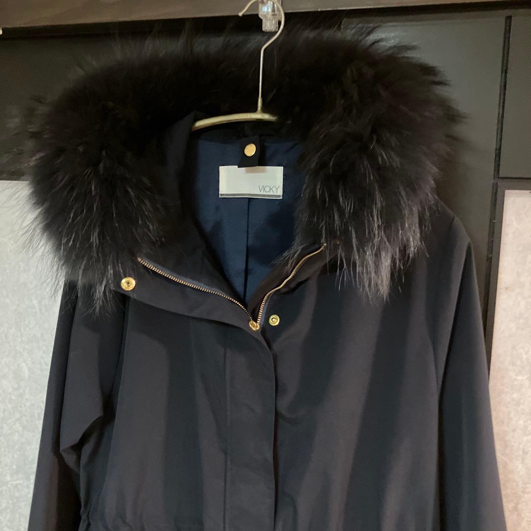 定価6万 【美品】VICKY ネイビー 3wayモッズコート ファーライナー付き