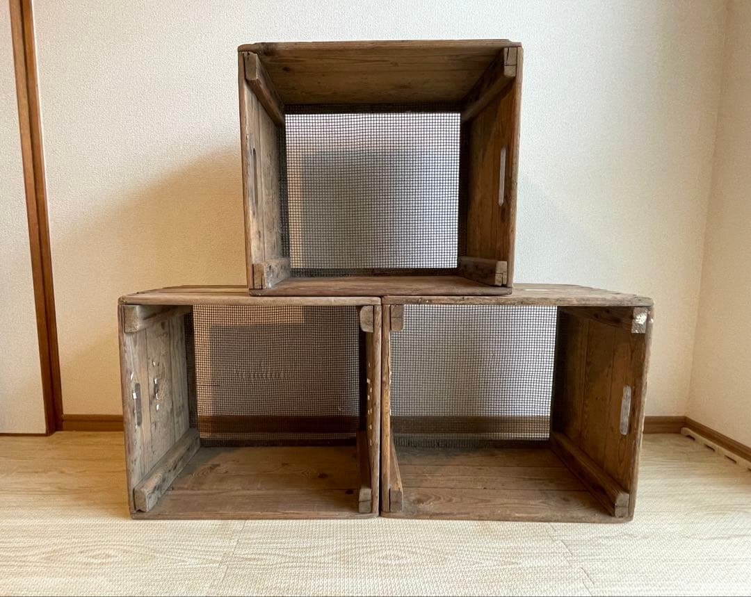 ヴィンテージ木箱　3個セット　キャベツボックス　ウッドボックス　アンティーク Wood Box / ウッドボックス 【B】〈キャベツボックス・木箱・収納・棚