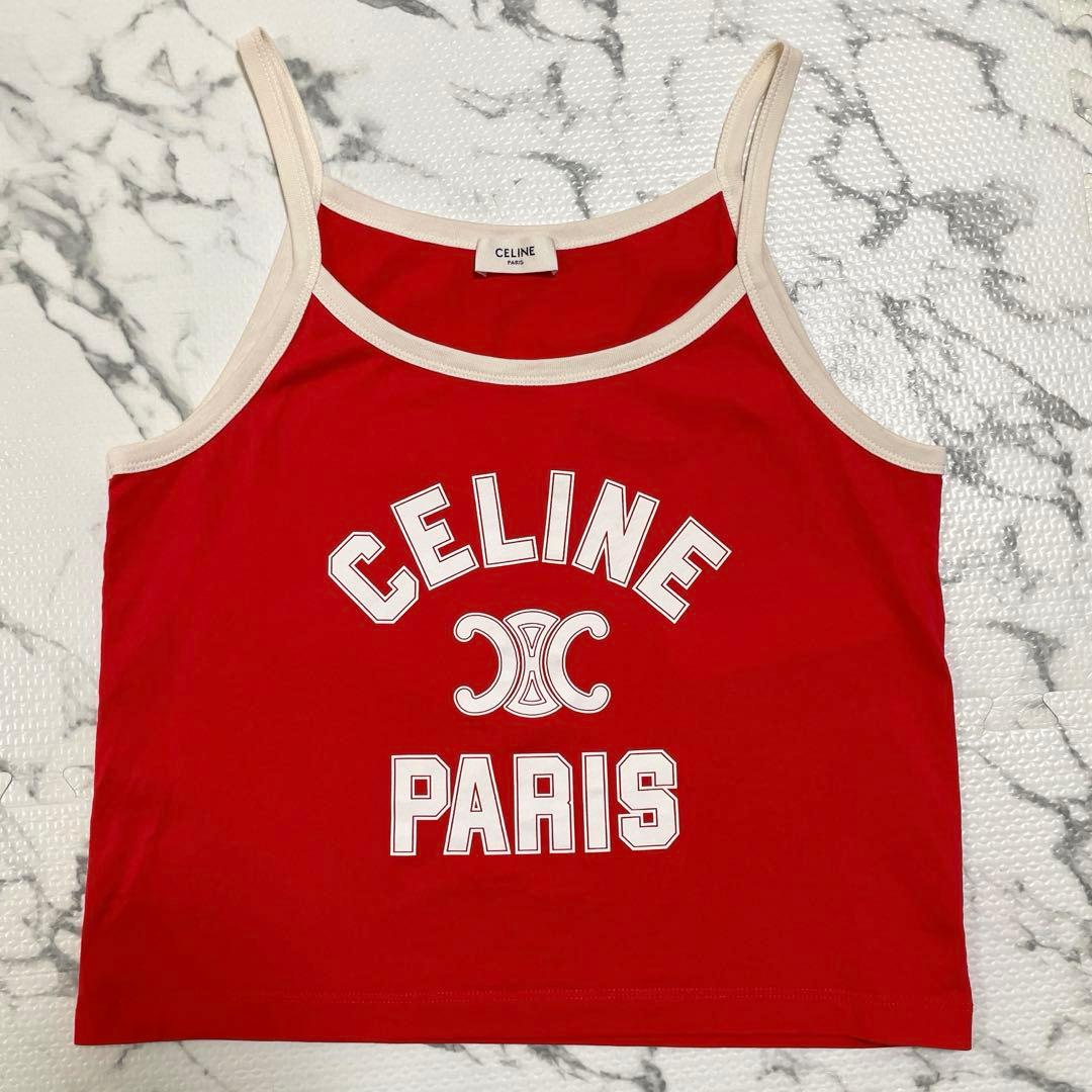 CELINE セリーヌ　トリオンフ　ロゴ　キャミソール　赤　タンクトップ CELINE（セリーヌ） Tシャツ RX0CH671Q.GDJ2 レディース 70's