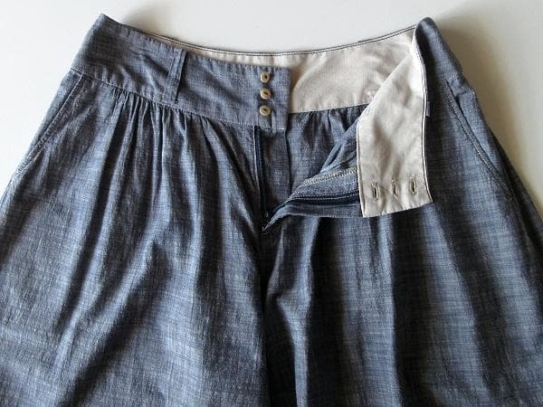 パラスパレス 貝釦 コットンシャンブレー ガウチョパンツ ワイドパンツ