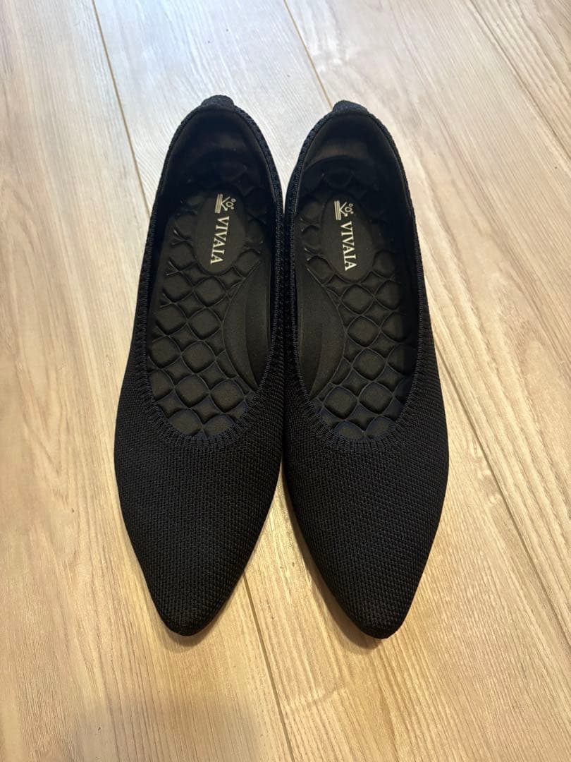 VIVAIA フラットシューズ　ポインテッドトゥ　超撥水 超軽量　黒　24.5 Aria Walker 超撥水] ポインテッドトゥ 超軽量 厚底 フラットシューズ