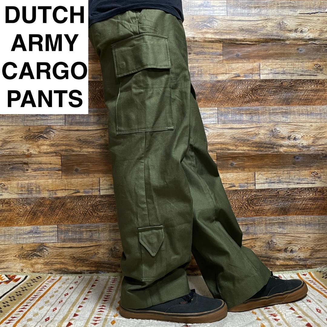 オランダ軍ユーロミリタリーパンツカーゴパンツw33メンズ古着カーキ緑