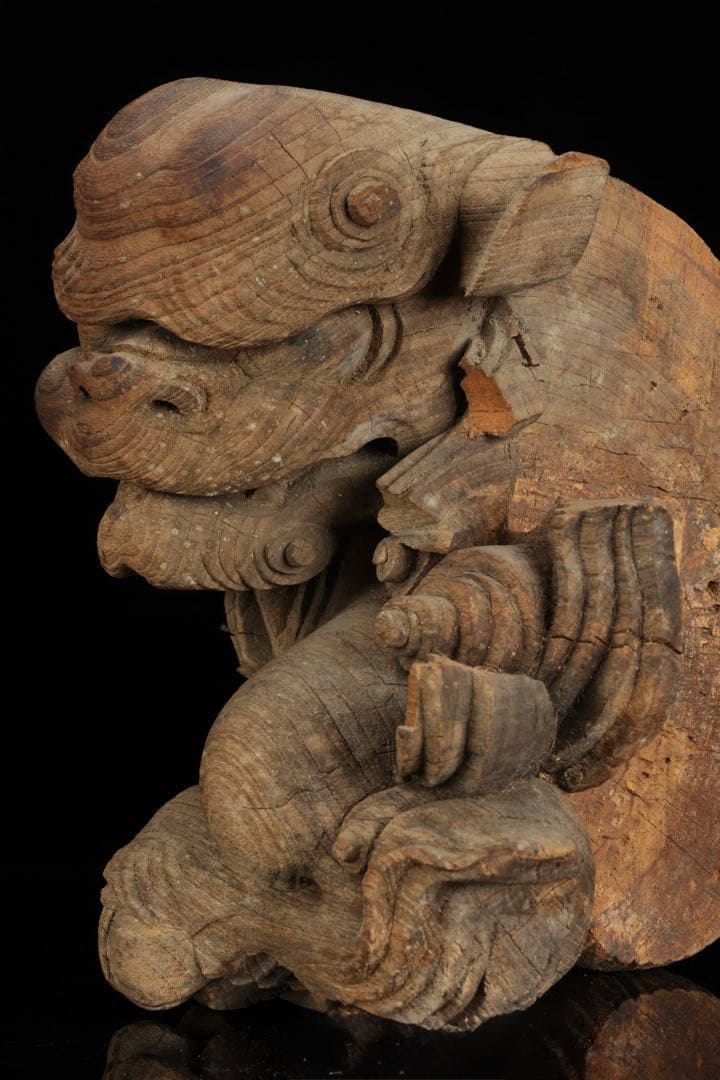 石川雲蝶 木彫 獅子木鼻 阿吽 一対 仏教美術 彫刻 神社仏閣 古美術
