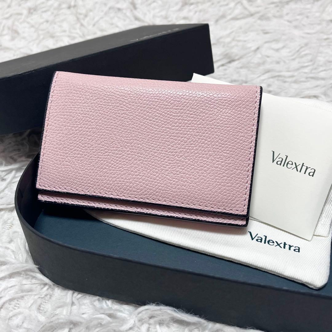 Valextra 名刺入れ カードケース グレインカーフスキン 本革 ピンク 美品 Valextra カードケース 名刺入れ レディース メンズ