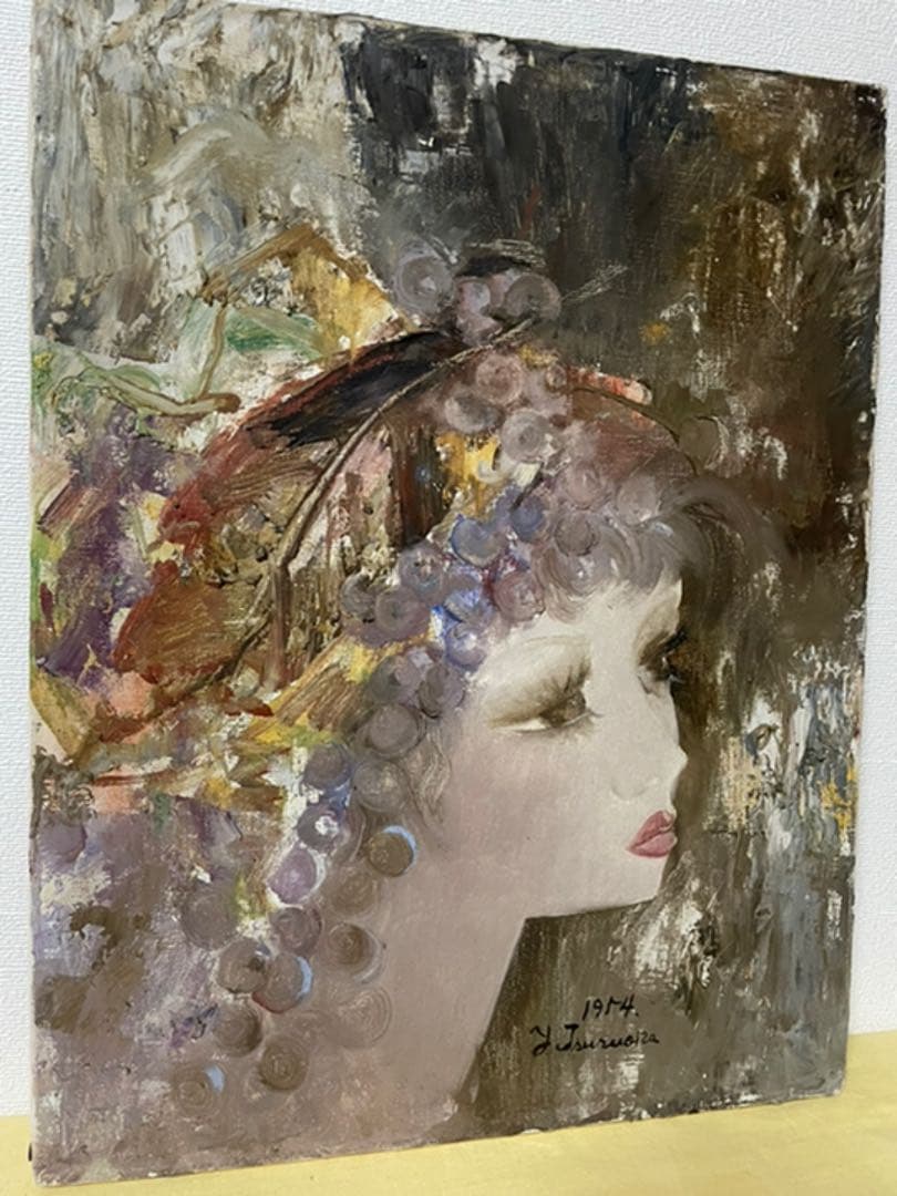 鶴岡義雄『少女』油彩 カンヴァス F6 画廊取扱作 1954年作 原画 真作保証