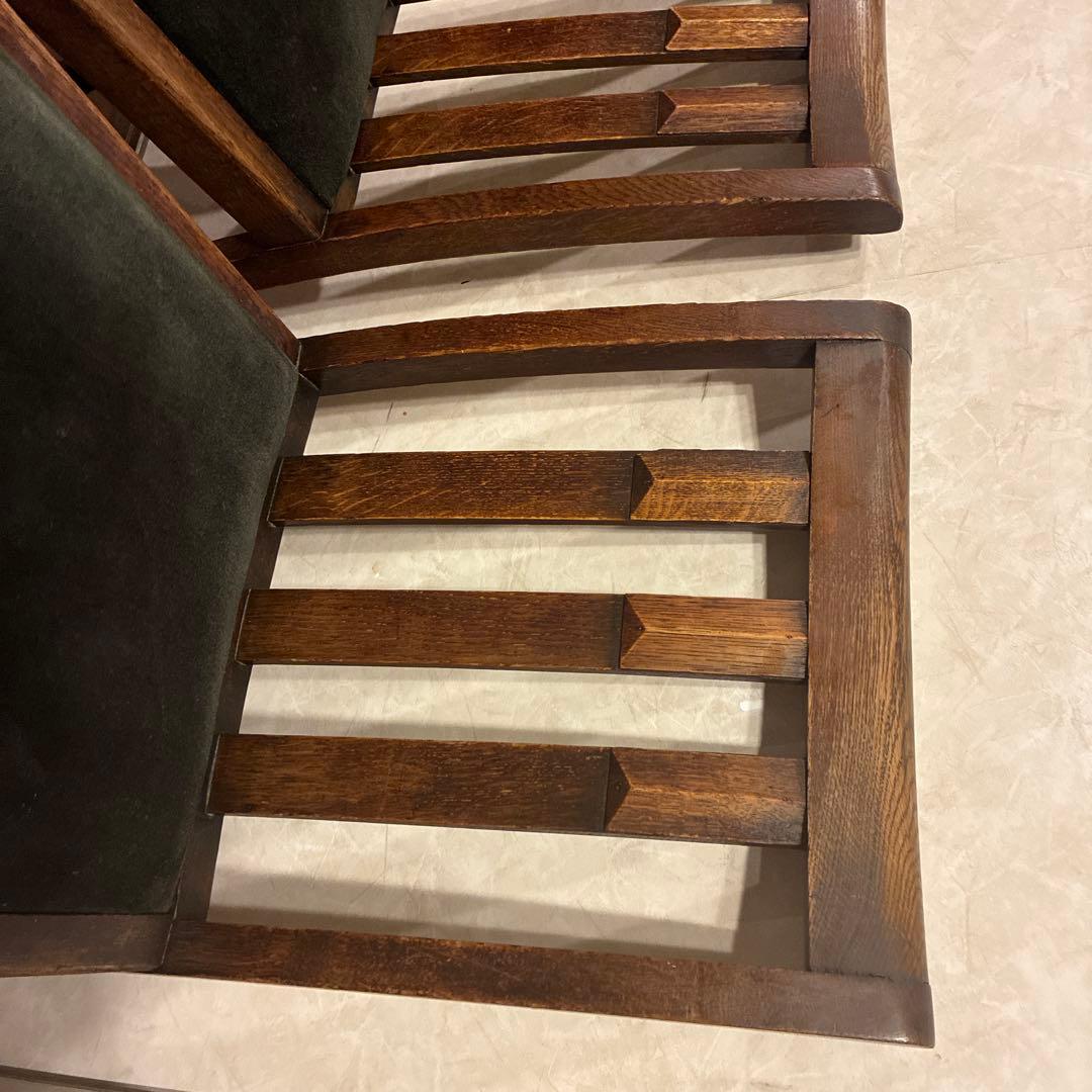 ロイズアンティークス購入 木製スラットバック椅子 2脚セット