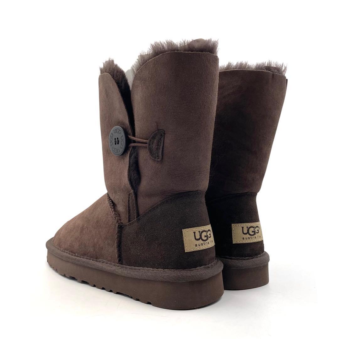 《未使用品》 アグ ムートン ミドル ショート ブーツ スエード ブラウン 茶系