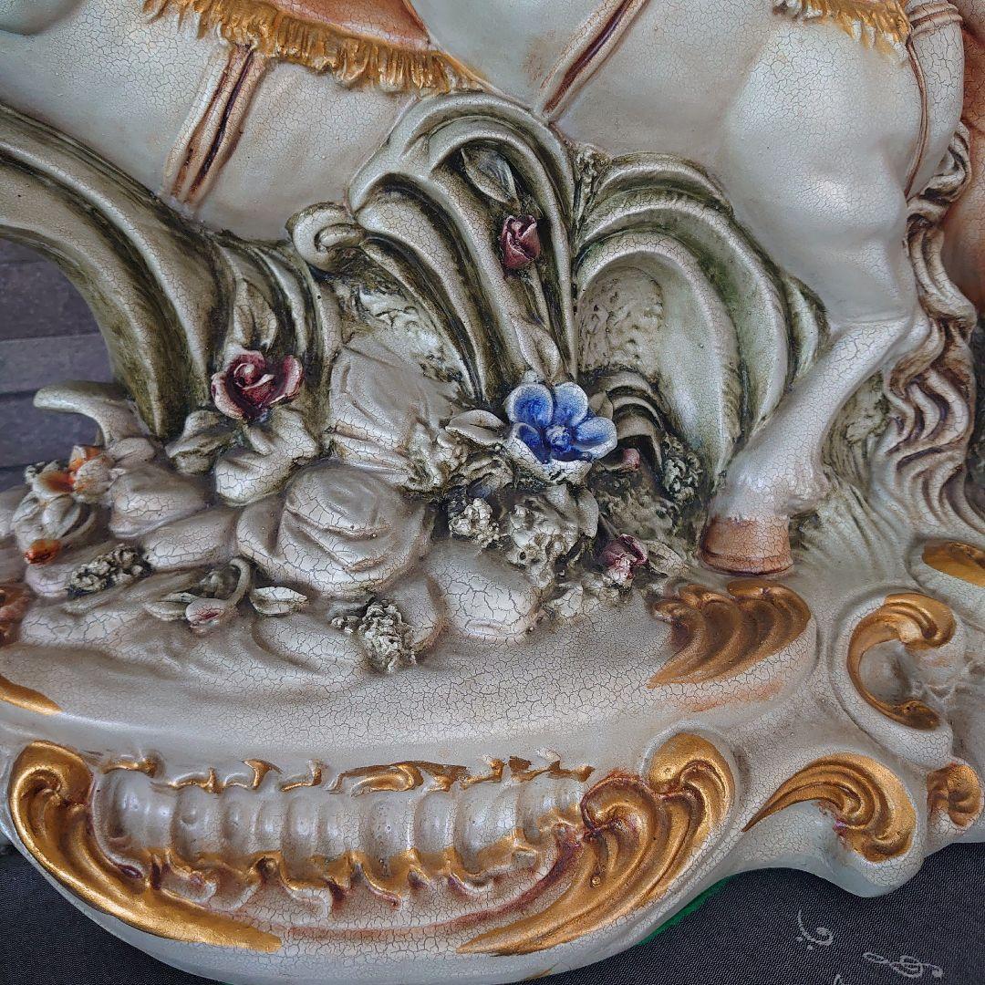 ITALY】馬車ベンハー ロココ調 西洋美術品 置物 オブジェ 跳ね馬 風水