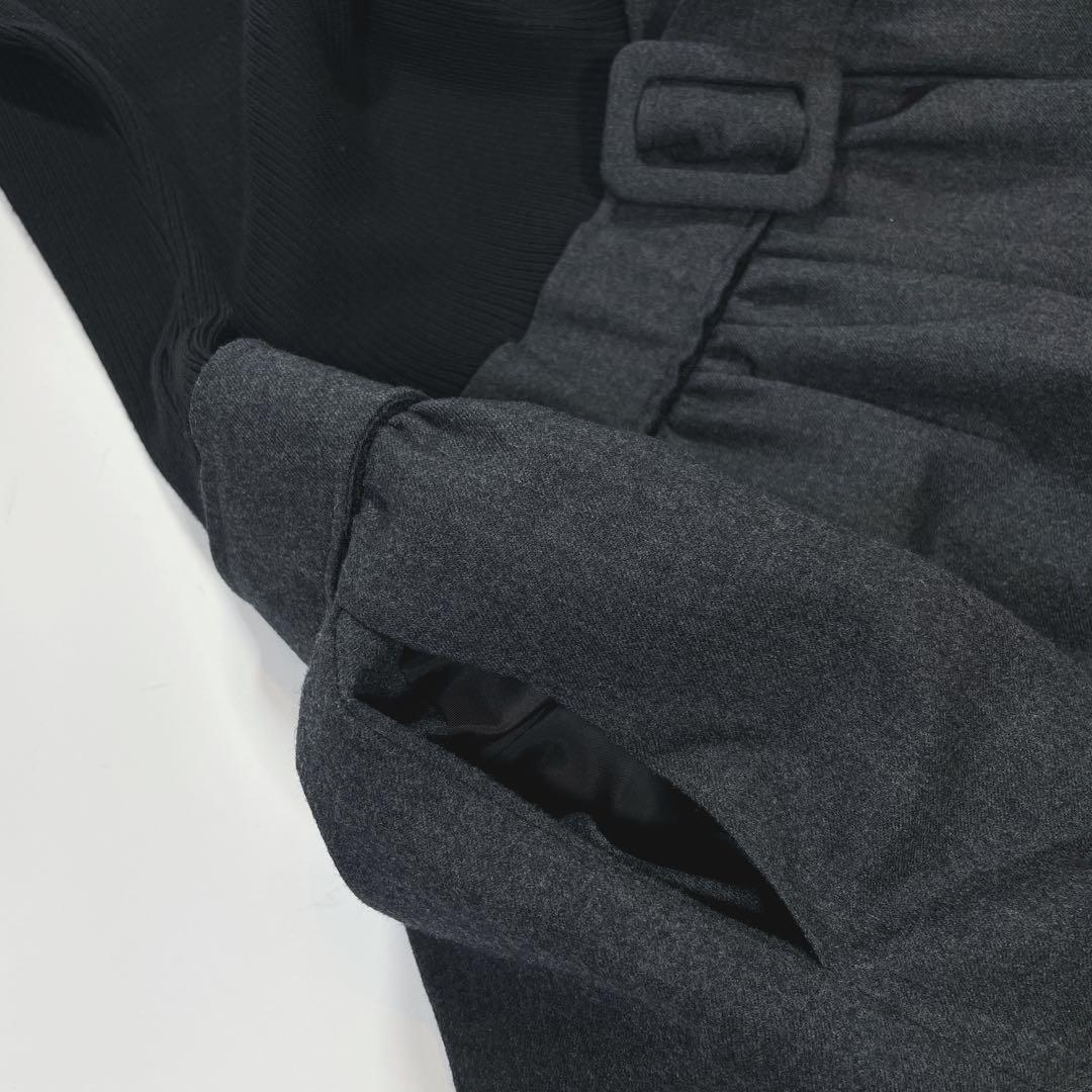 極美品✨ ルネ カシミヤ混 リブニット フレア ドッキングワンピース S