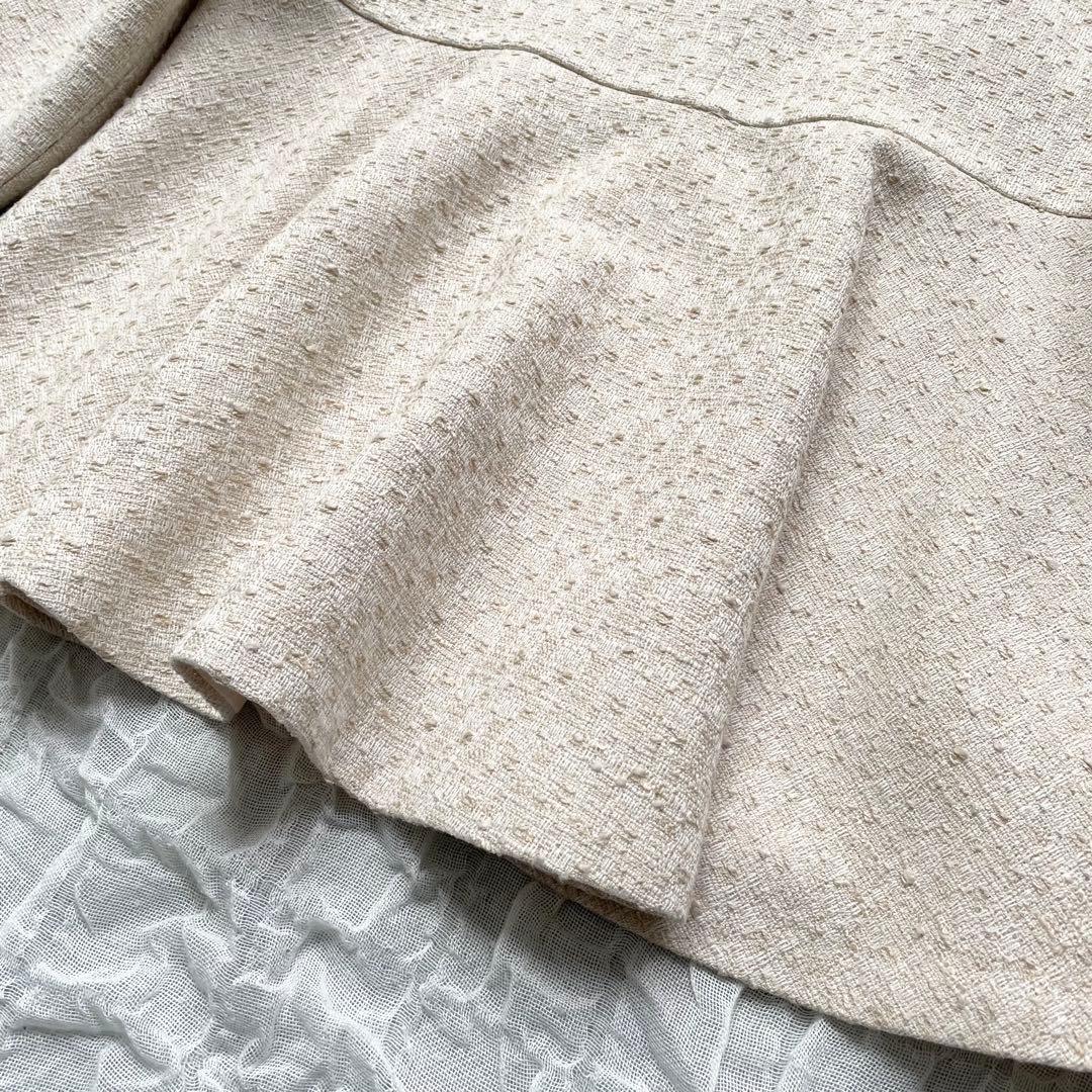 美品】デミルクスビームス バックフレアツイードプルオーバー ペプラム