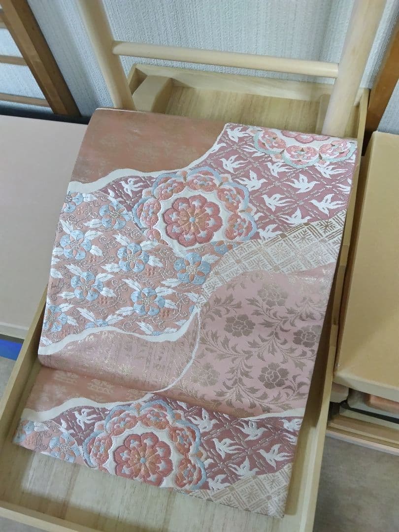 F‐305 付け下げ 京友禅 草花 組紐 袷 金彩 銀彩 暈し 正絹