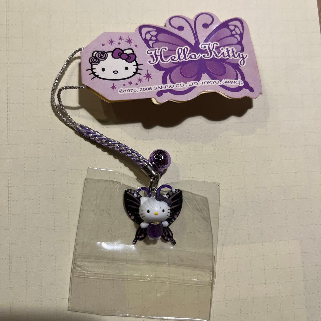 【レア】ハローキティ ご当地ストラップ　花と蝶 レア 未使用品 北海道限定 フラワーアイランド ストラップ 根付け ご