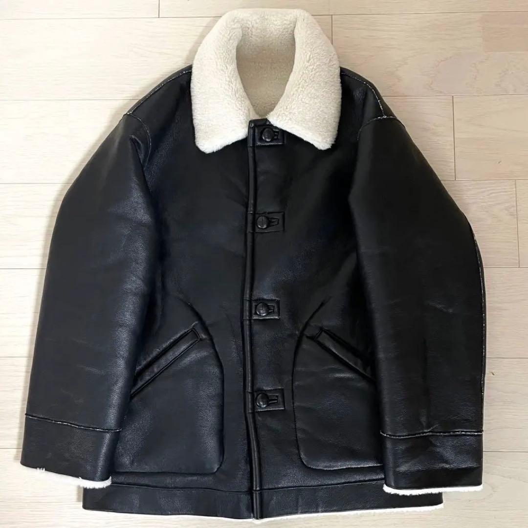 ✨BEAUTY&YOUTH フェイクレザーリバーシブルボアブルゾン ジャケット