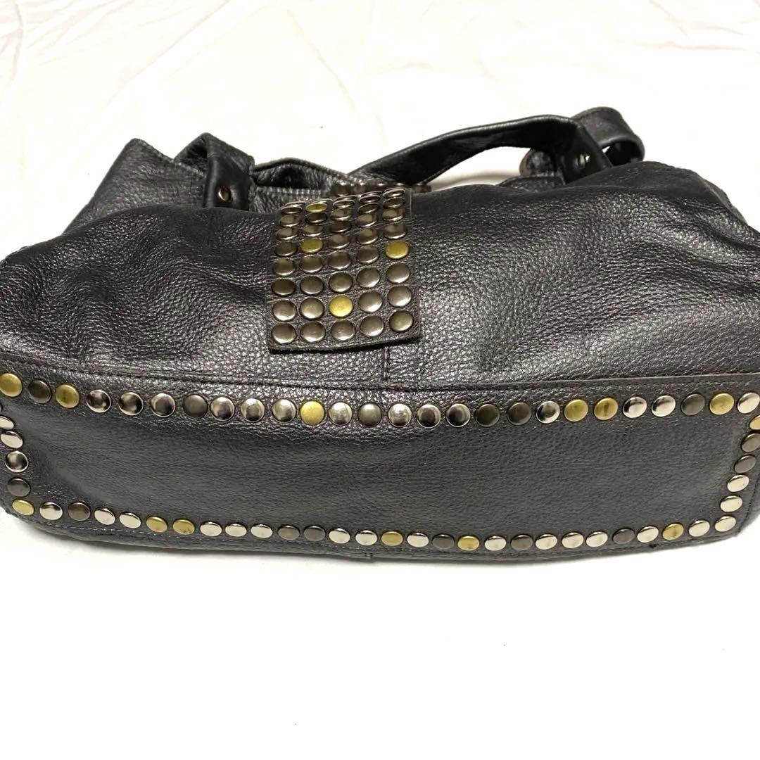 TRES 】スタッズ ショルダー レザー 本革 Y2K トートバッグ ブロンズ