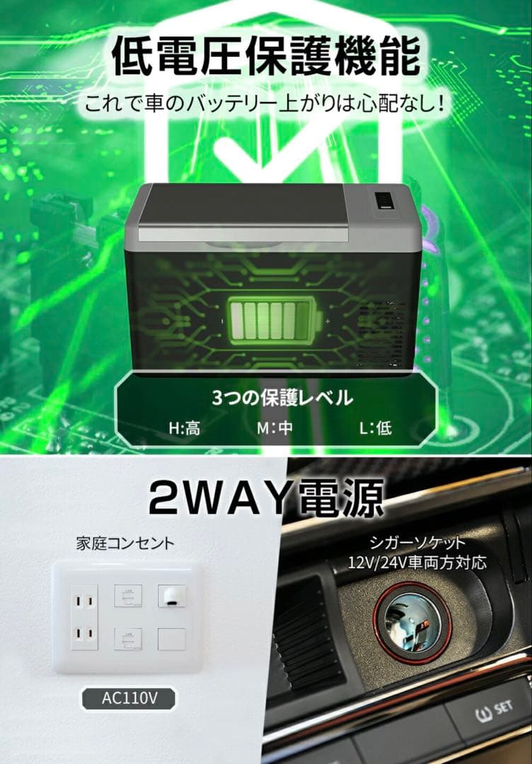 車載冷蔵庫 30L -22℃〜10℃ 45W12V/24V車に対応