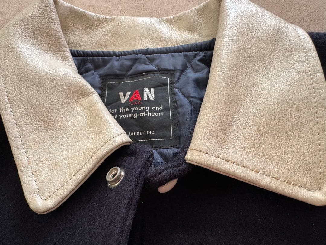 VAN JAC フード付き スタジャン ネイビー ヴァンジャケット 古着 L