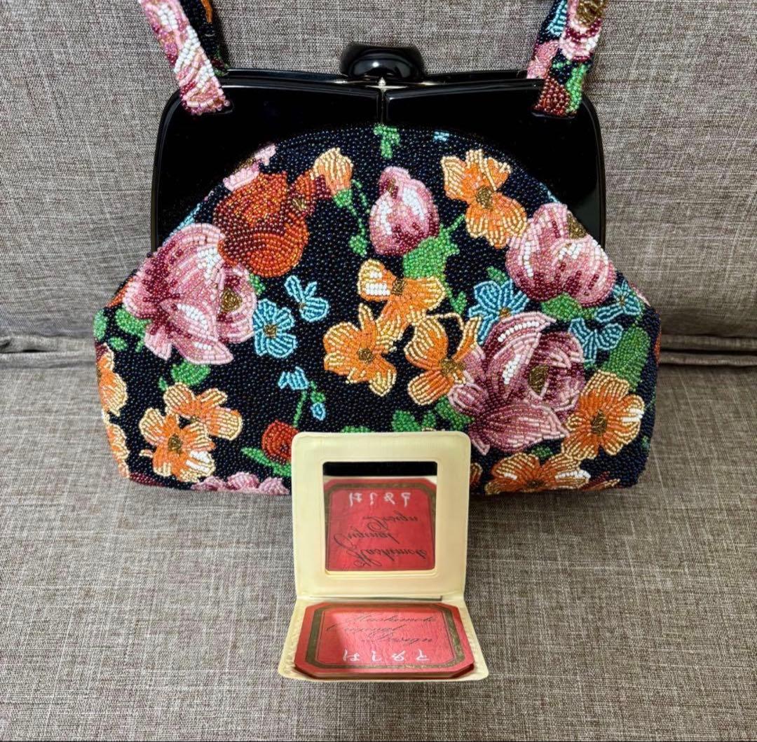 皇室御用達 Lumy はしもと 花柄刺繍 ビーズバッグ 和装 パーティー