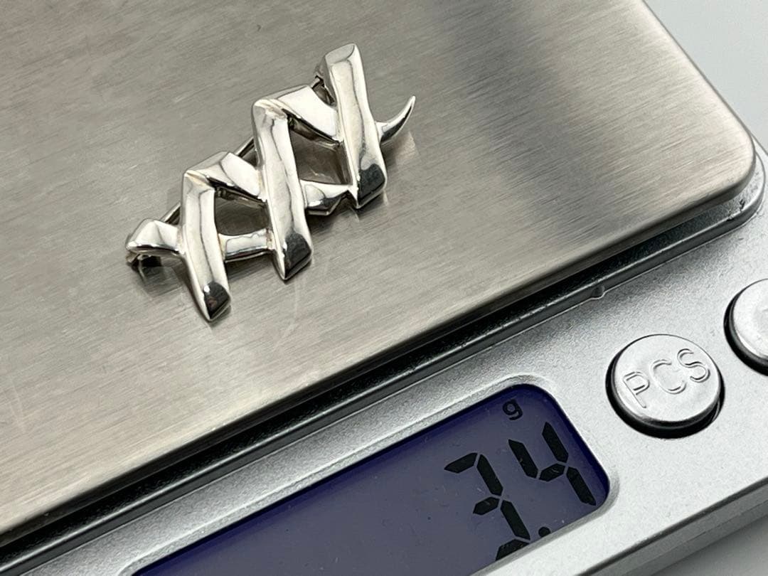 f010 希少 ティファニー トリプル キス xxx ブローチ シルバー 925